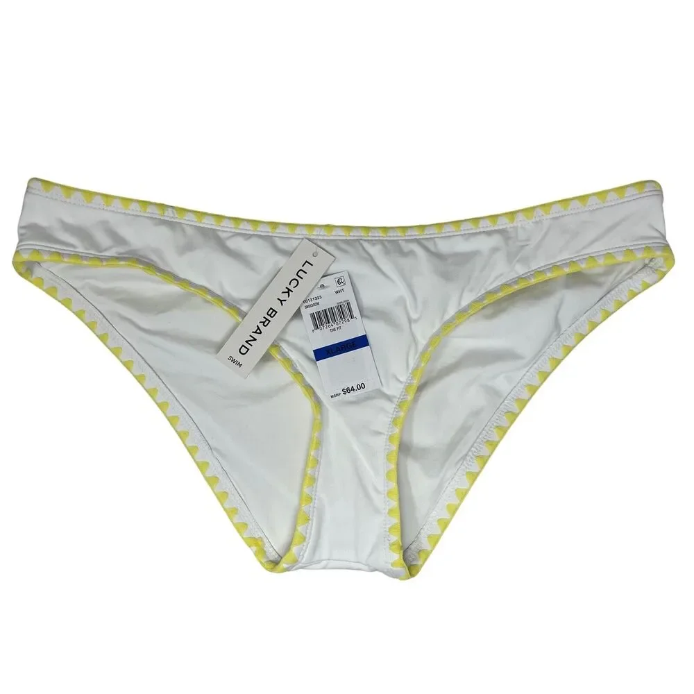 Lucky Brand Shoreline Hipster Swim Bottom Womens XL White Embroidered MSRP $64